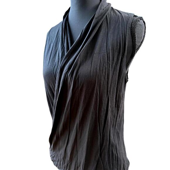 Revolve Lanston NWT Slinky Sleeveless Wrap Blouse-Size Small-Black - Picture 4 of 11
